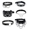 Harajuku Chocker Sexy Heart Lock Key Rivets Black Goth Punk Chokers Gothic Choker Necklace for Women Hip Hop Bondage Cosplay - cn0408x1