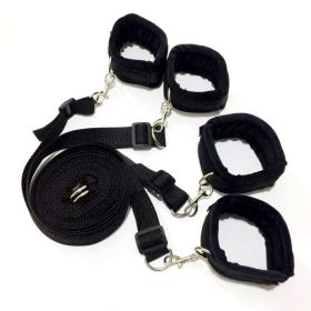 1 Set Of BDSMS Bed Restraints Kit; Wrist Leg Restraint System Hand & Ankle Cuff Bed Restraints Sex Bondage Position Support Sling Sex Play - Black - B