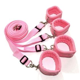 1 Set Of BDSMS Bed Restraints Kit; Wrist Leg Restraint System Hand & Ankle Cuff Bed Restraints Sex Bondage Position Support Sling Sex Play - Pink - B