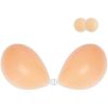 Adhesive Bra Strapless Sticky Invisible Push up Silicone Bra for Backless Dress with Nipple Covers - Creme - E