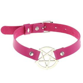 Personalized Exaggerated PU Leather Bondage Collar Fashion Belt Buckle Necklace - Rose