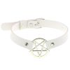 Personalized Exaggerated PU Leather Bondage Collar Fashion Belt Buckle Necklace - White