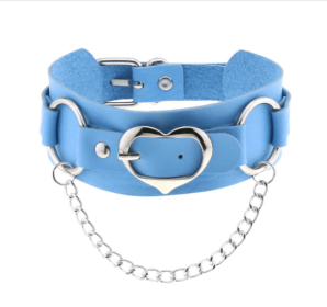Sexy Punk Egirl Choker Collar Sky Blue Leather Necklaces Women Bondage Cosplay Goth Spike Choker Belt Jewelry Emo Harajuku Gifts - Light Blue