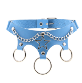 Sexy Punk Egirl Choker Collar Sky Blue Leather Necklaces Women Bondage Cosplay Goth Spike Choker Belt Jewelry Emo Harajuku Gifts - Light blue2