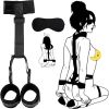 Soft Plush Collar and Handcuffs Set for Couples Sensual Play and Bondage Kit - BLACK