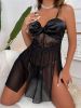 Ladies sexy long petticoat suit - black - M