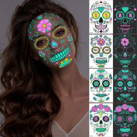 4 Sheets Halloween Temporary Tattoos Glow In Dark, Waterproof Tattoo Stickers - 4PCS