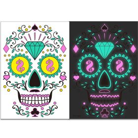 4 Sheets Halloween Temporary Tattoos Glow In Dark, Waterproof Tattoo Stickers - Q2