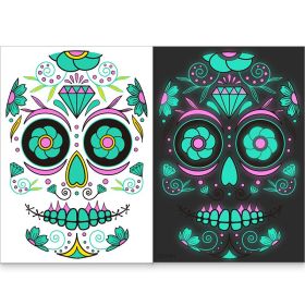 4 Sheets Halloween Temporary Tattoos Glow In Dark, Waterproof Tattoo Stickers - Q1