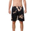 Men Imitation Silk Dragon Print Short Pants Pajama - Black - XS