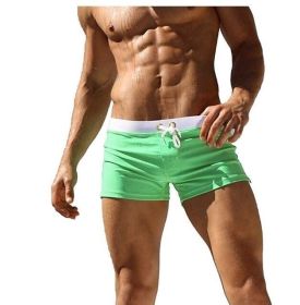 Men's Beach Swimming Trunks Boxer Brief Swimsuit Swim Underwear Boardshorts with Pocket - Green - M