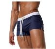 Men's Beach Swimming Trunks Boxer Brief Swimsuit Swim Underwear Boardshorts with Pocket - Navy - L
