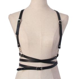 2022 Fashion Trend Women Men Gothic Handmade PU Leather Harness Belts Body Bondage Waist Straps Punk Rock Stylish Accessories - N013-Black