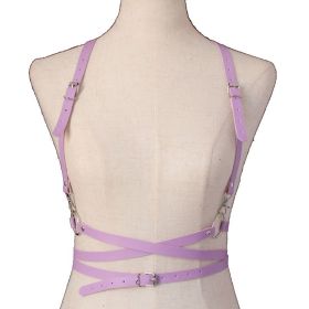 2022 Fashion Trend Women Men Gothic Handmade PU Leather Harness Belts Body Bondage Waist Straps Punk Rock Stylish Accessories - N013-Purple
