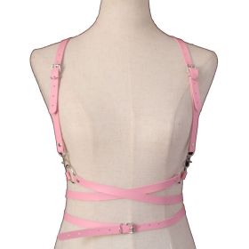 2022 Fashion Trend Women Men Gothic Handmade PU Leather Harness Belts Body Bondage Waist Straps Punk Rock Stylish Accessories - N013-Pink
