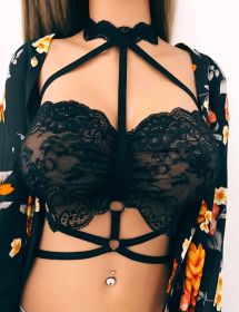 Fashion sexy lace underwear tops Europe and America wild bra women - Black - L