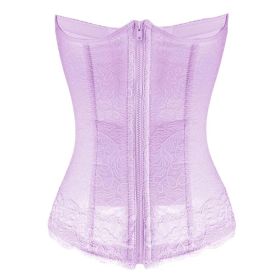 Women's Boned Corset Top Lingerie Bridal Underbust Low Back Waist Belt, Purple - Default
