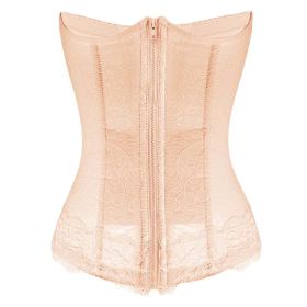 Women's Boned Lingerie Bridal Underbust Corset Top Low Back Waist Belt, Beige - Default