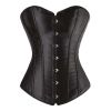 Women Black Overbust Corset Lace-up Bustier Top Satin Waist Corset Lingerie Costume - Default