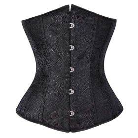 Women's Lace Up Boned Lingerie Bridal Underbust Corset Top Low Back, Black - Default