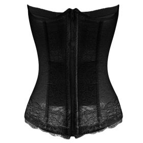 Women's Boned Lingerie Bridal Underbust Corset Top Low Back, Black - Default