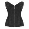 Women Wedding Corset Dress Lace Boned Corset Lace-Up Overbust Bustier Lingerie, Black - Default