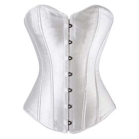 Women's Bustier Corset Top Sexy Lingerie White Satin Waist Corset - Default