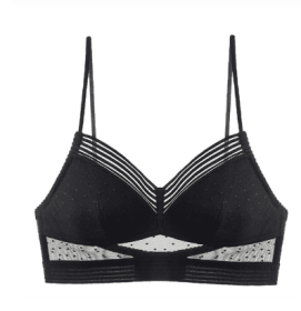 Backless Bra Invisible Bralette Thin Lace Wedding Bras Low Back Underwear Push Up Brassiere Women Seamless Lingerie Sexy BH Top - M - Black