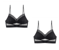 Backless Bra Invisible Bralette Thin Lace Wedding Bras Low Back Underwear Push Up Brassiere Women Seamless Lingerie Sexy BH Top - S - Black 2PC