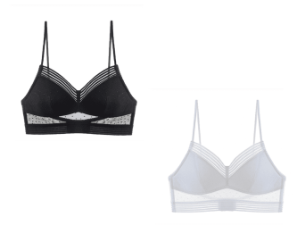 Backless Bra Invisible Bralette Thin Lace Wedding Bras Low Back Underwear Push Up Brassiere Women Seamless Lingerie Sexy BH Top - XL - White and Black