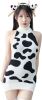 Womens Anime Cow Cosplay Bikini Lolita Kawaii Bra and Panty Set Japanese Underwear White Stocking - Milk Set-2 - One-Size