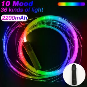 Disco Dance Whip Party 360¬∞ Swivel LED Fiber Optic Whip Rechargeable Fiber Dancing Whips Glowing Light Sparkle Flow Toys Music - CN - Black handle -