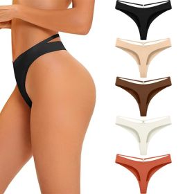 Women's Underwear Seamless Thongs, 5 Pack No Show Thong - 5PCS - M
