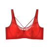 Plus Size Madam Bras Lace Sheer Unpadds Bra See Through Sexy Lingerie Underwear - Red - 42/95