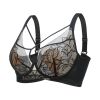 Plus Size Madam Bras Lace Sheer Unpadds Bra See Through Sexy Lingerie Underwear - Black - 40/90