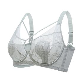 Plus Size Madam Bras Lace Sheer Unpadds Bra See Through Sexy Lingerie Underwear - Silver - 38/85