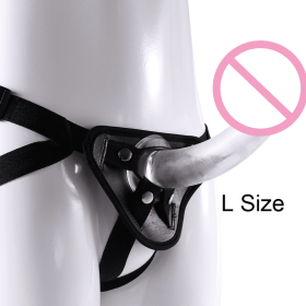 Men's Strap-on Realistic Dildo Pants for Men Double Dildos With Rings Man Strapon Harness Belt Adult Games Sex Toys - L and panty