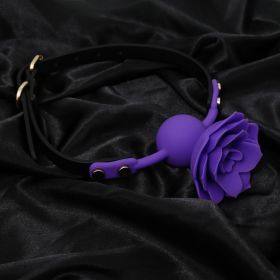 Silicone Rose Ball Gag Nipple Bondage Lace Flower Open Mouth Gags Oral Fixation Adult Sex Toys For Couples Adult BDSM Game - Purple