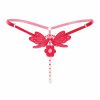 Sexy Lingerie Crotchless Women's Panties Lace Bowknot G-strings Thongs Temptation Erotic Women Underwear Intimate Underpant - 46--red