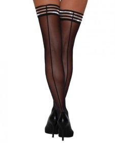 Kixies Lois Thigh Highs Black Back Seam Black A - TCN-KX1307-BK-A