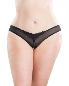 Crotchless Thong with Pearls Black 3X/4X - TCN-OLL2066-BK-X4