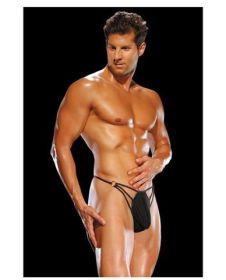 Male power g-string w/straps and rings large/x large - black - TCN-MP420-BK-LX