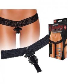 Crotchless Vibrating Thong Beads Black S/M - TCN-HVP03-BK-SM