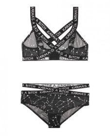 Vibes Karma&#039;s A Bitch Bralette &amp; Cutout Panty Black S/M - TCN-FTAF908-BK-SM