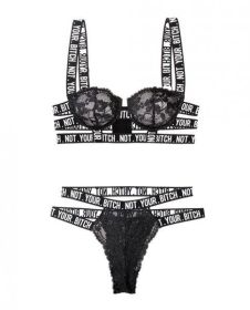 Vibes Not Your Bitch Lace Bra &amp; Cutout Panty Black S/M - TCN-FTAF901-BK-SM
