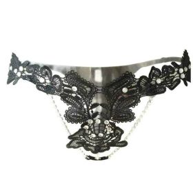 2 Colors XXXL Beading String Tangas - Black - XXL