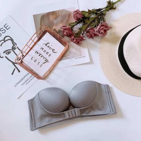 Strapless Underwear Women Non-slip Padded Gather Bra - Grey - 36C