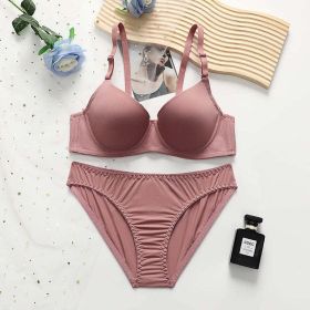 Underwear Panties Set Breathable Soft Medium Thick Cotton Cup Bra With Steel Ring - 80B - Cameo Brown