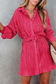Rose 3/4 Sleeves Pleated Shirt and High Waist Shorts Lounge Set - Rose1 - XL