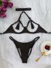 Sexy Lingerie Body Shaping Sexy Halter Tassel Seduction Underwear Set - S - Black